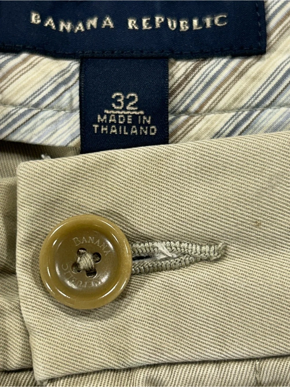 Banana Republic Mens 32 Khaki Chino Shorts Beige Flat Front 9